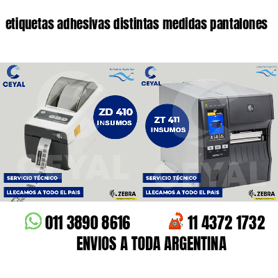 etiquetas adhesivas distintas medidas pantalones