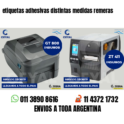 etiquetas adhesivas distintas medidas remeras