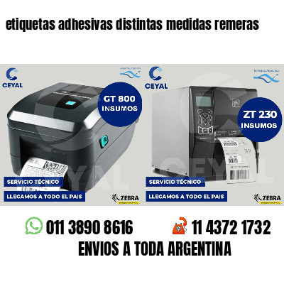 etiquetas adhesivas distintas medidas remeras