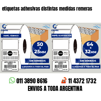 etiquetas adhesivas distintas medidas remeras