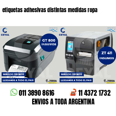 etiquetas adhesivas distintas medidas ropa
