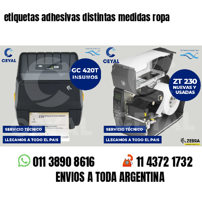 etiquetas adhesivas distintas medidas ropa