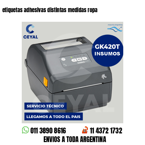 etiquetas adhesivas distintas medidas ropa