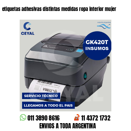 etiquetas adhesivas distintas medidas ropa interior mujer