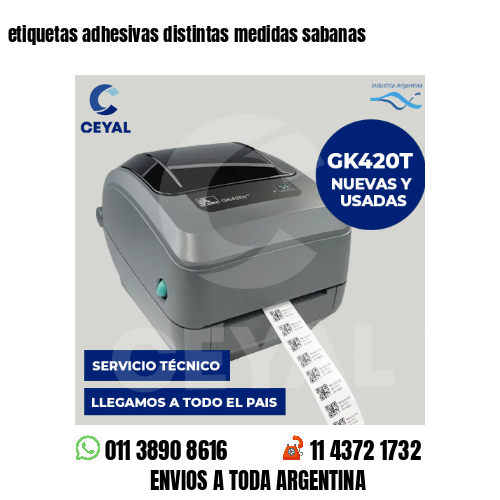 etiquetas adhesivas distintas medidas sabanas