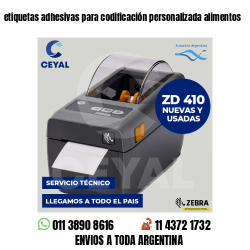 etiquetas adhesivas para codificación personalizada alimentos