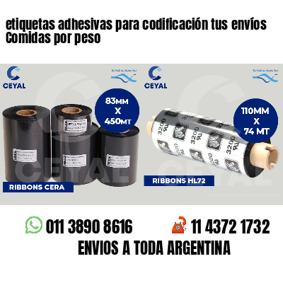 etiquetas adhesivas para codificación tus envíos Comidas por peso