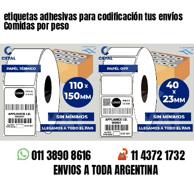 etiquetas adhesivas para codificación tus envíos Comidas por peso