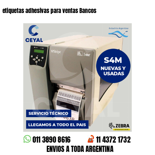 etiquetas adhesivas para ventas Bancos