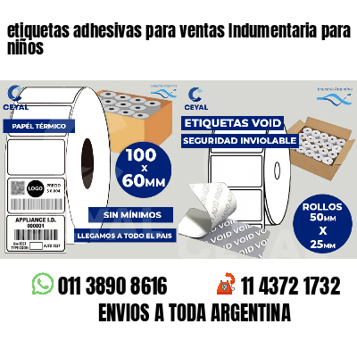 etiquetas adhesivas para ventas Indumentaria para niños