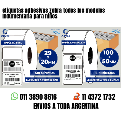 etiquetas adhesivas zebra todos los modelos Indumentaria para niños