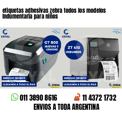 etiquetas adhesivas zebra todos los modelos Indumentaria para niños