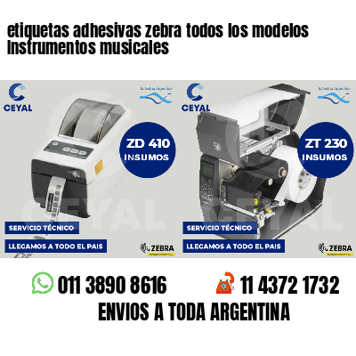 etiquetas adhesivas zebra todos los modelos Instrumentos musicales