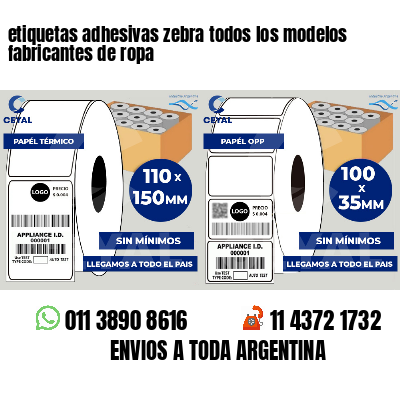 etiquetas adhesivas zebra todos los modelos fabricantes de ropa