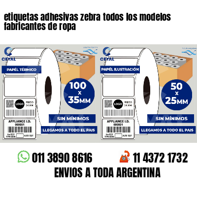 etiquetas adhesivas zebra todos los modelos fabricantes de ropa
