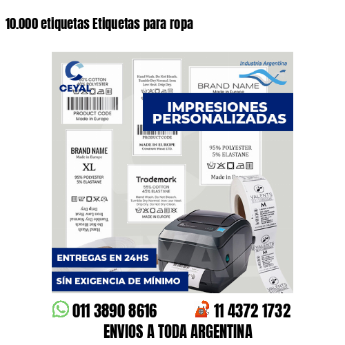 10.000 etiquetas Etiquetas para ropa