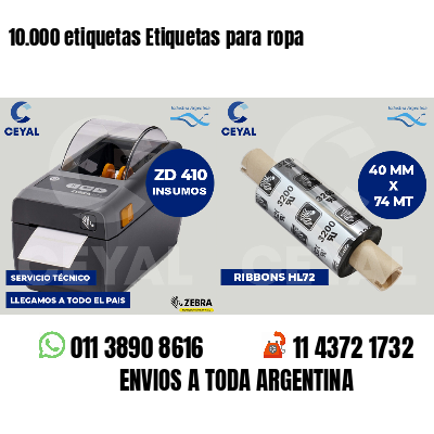 10.000 etiquetas Etiquetas para ropa