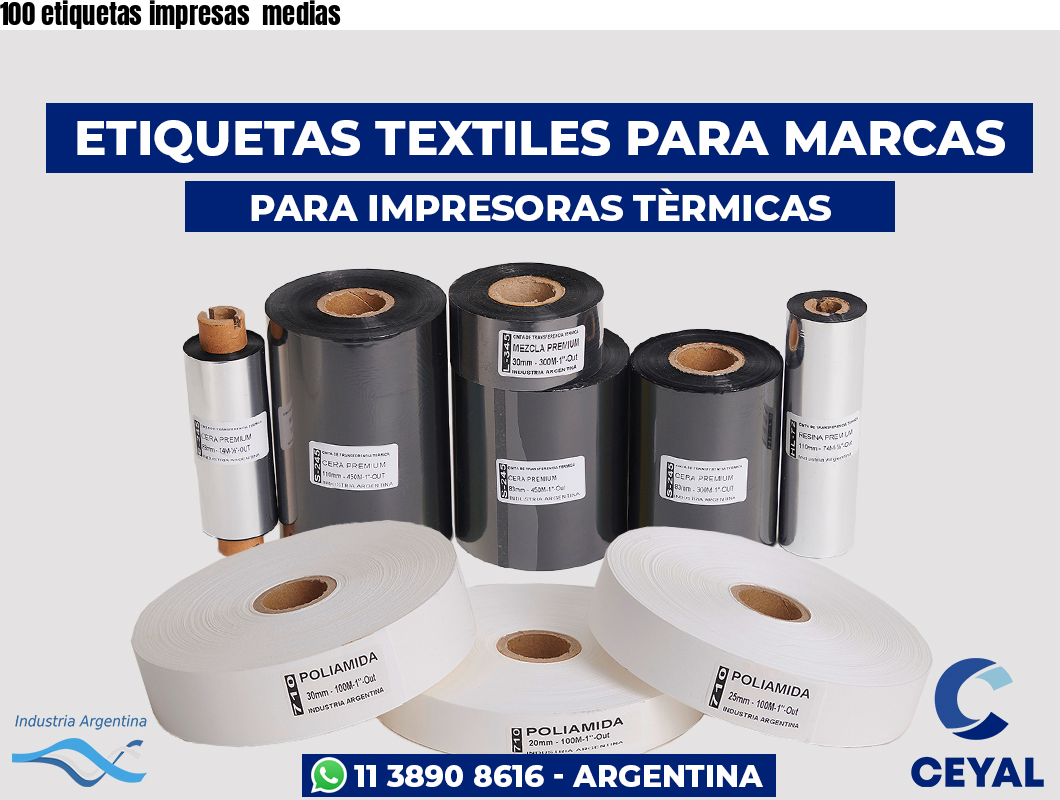 100 etiquetas impresas  medias
