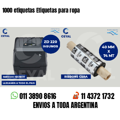 1000 etiquetas Etiquetas para ropa