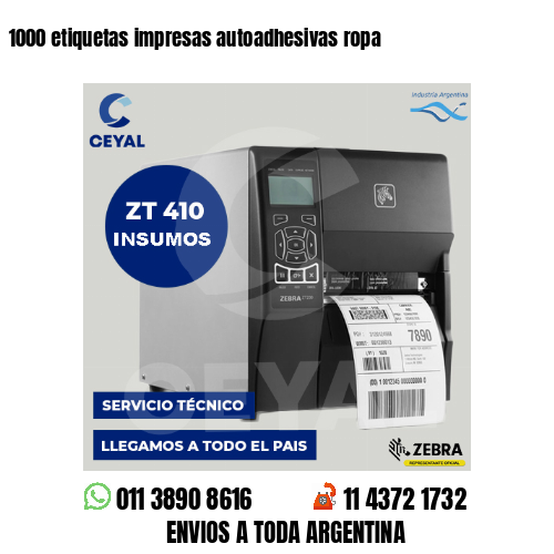1000 etiquetas impresas autoadhesivas ropa