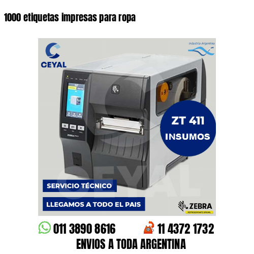 1000 etiquetas impresas para ropa