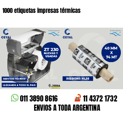 1000 etiquetas impresas térmicas