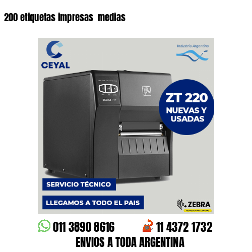 200 etiquetas impresas  medias