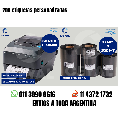 200 etiquetas personalizadas