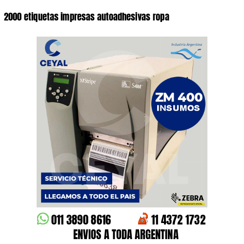 2000 etiquetas impresas autoadhesivas ropa
