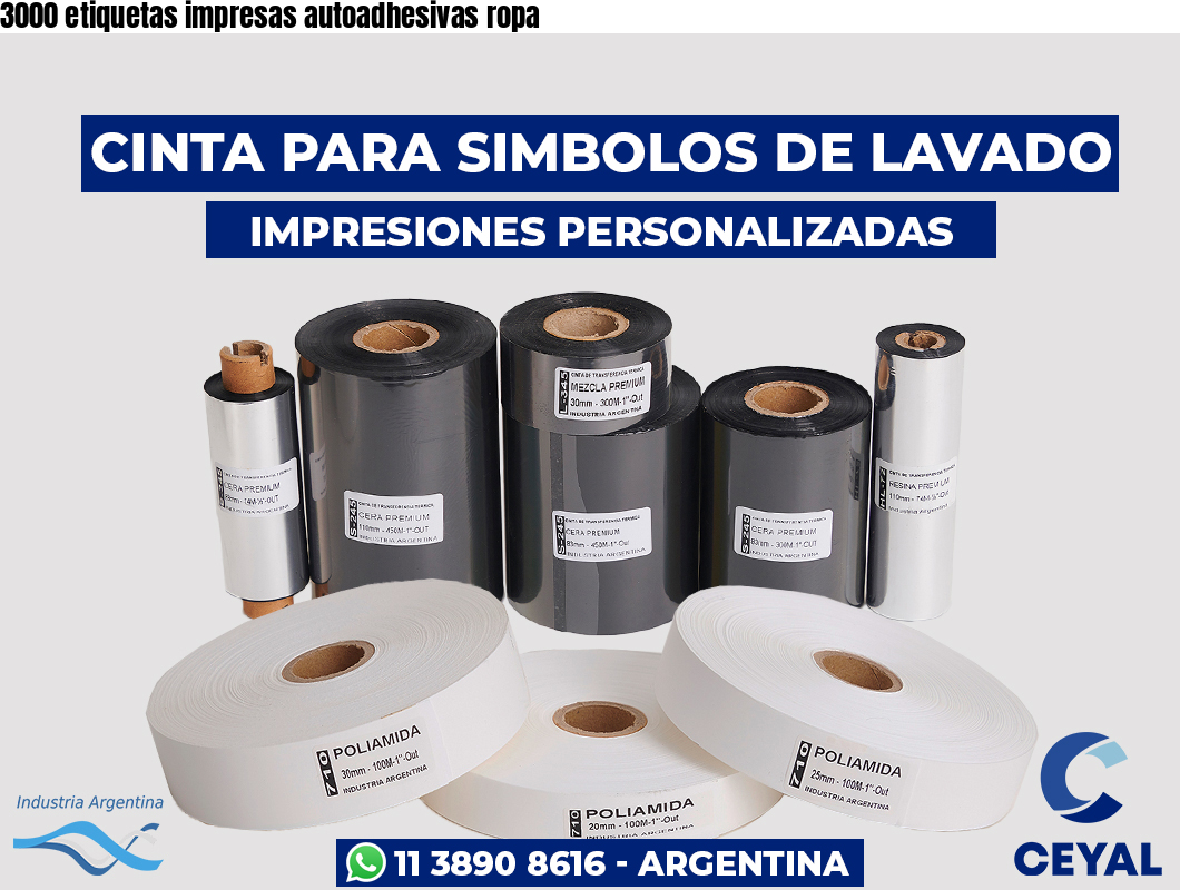 3000 etiquetas impresas autoadhesivas ropa