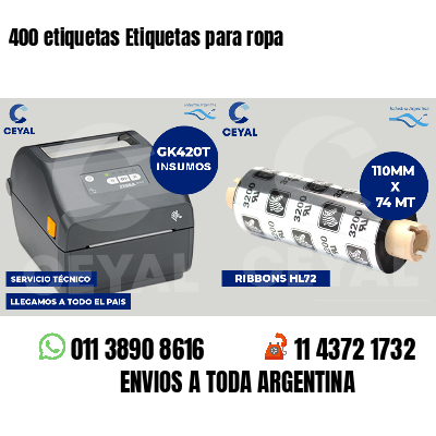 400 etiquetas Etiquetas para ropa