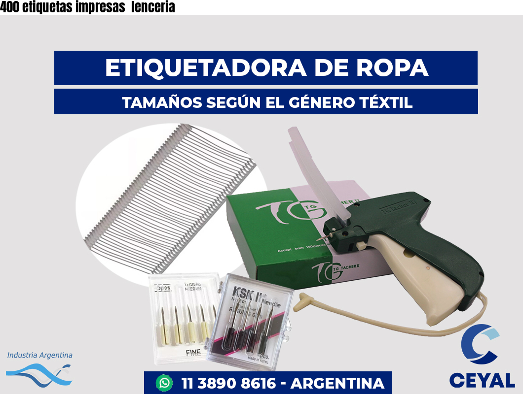400 etiquetas impresas lenceria