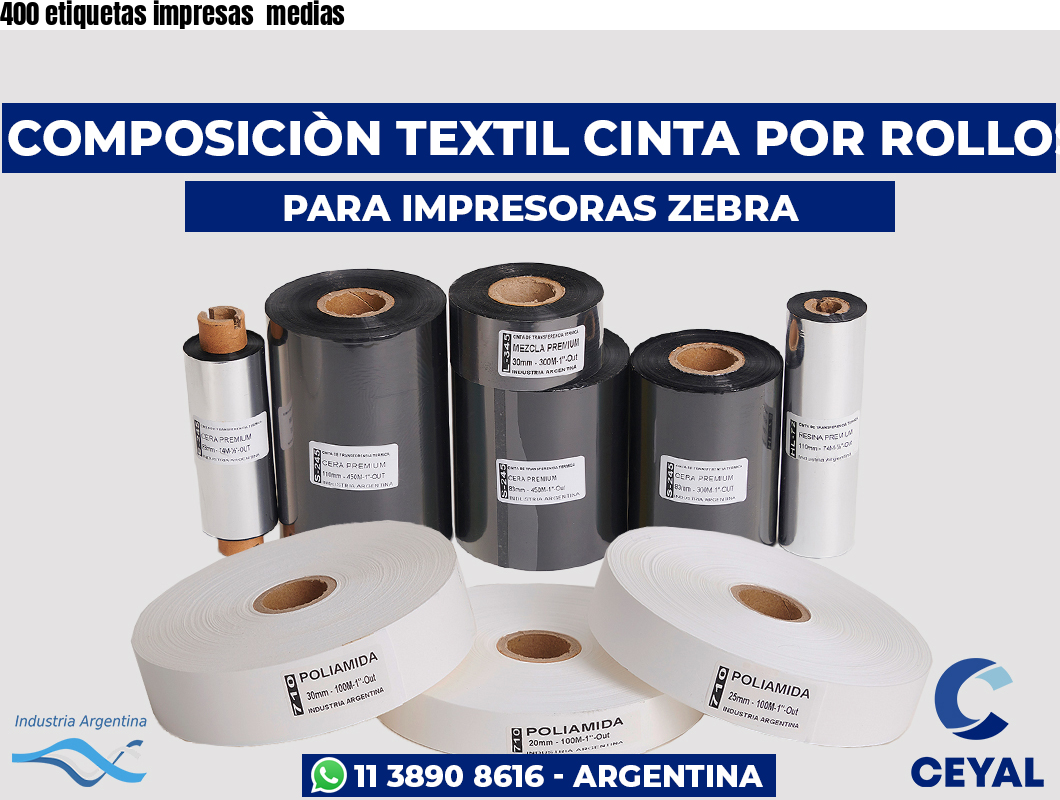 400 etiquetas impresas  medias