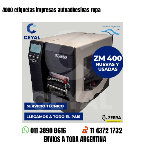 4000 etiquetas impresas autoadhesivas ropa