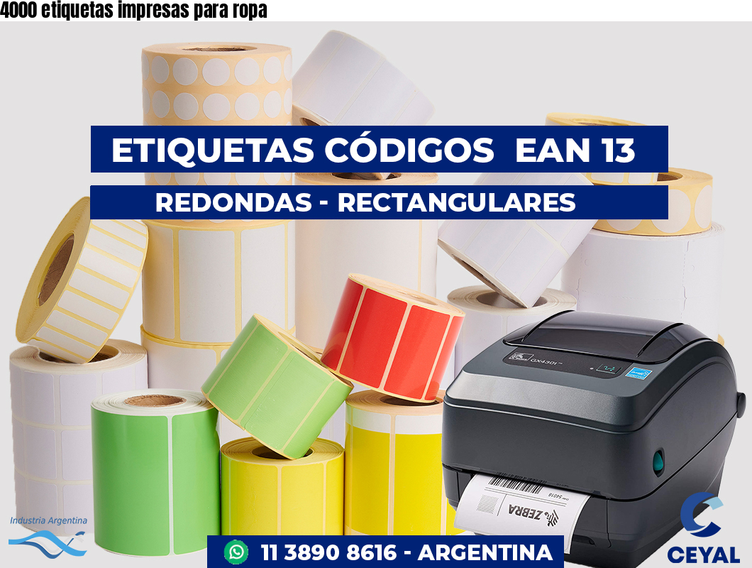 4000 etiquetas impresas para ropa