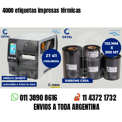 4000 etiquetas impresas térmicas