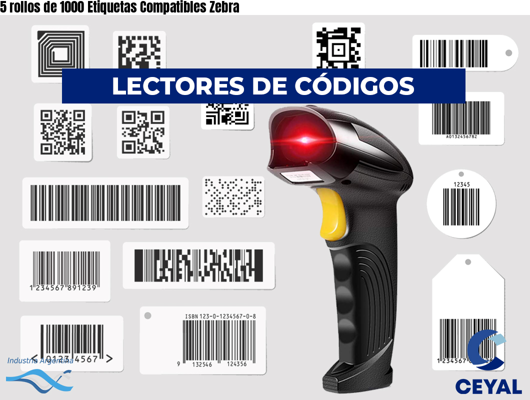 5 rollos de 1000 Etiquetas Compatibles Zebra
