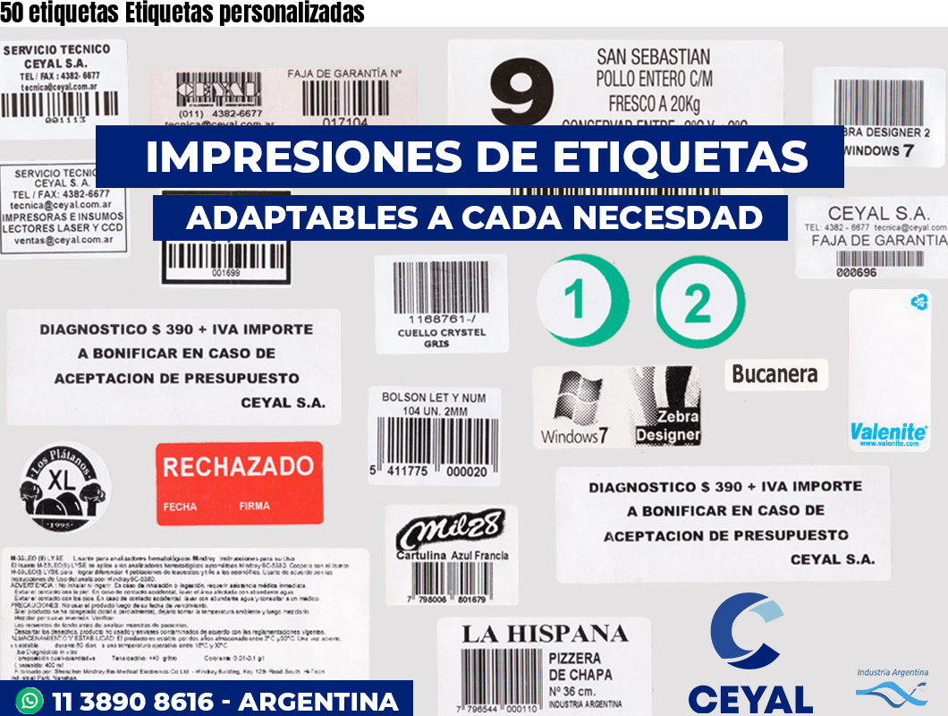 50 etiquetas Etiquetas personalizadas
