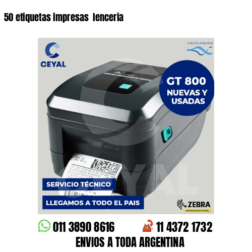 50 etiquetas impresas lenceria