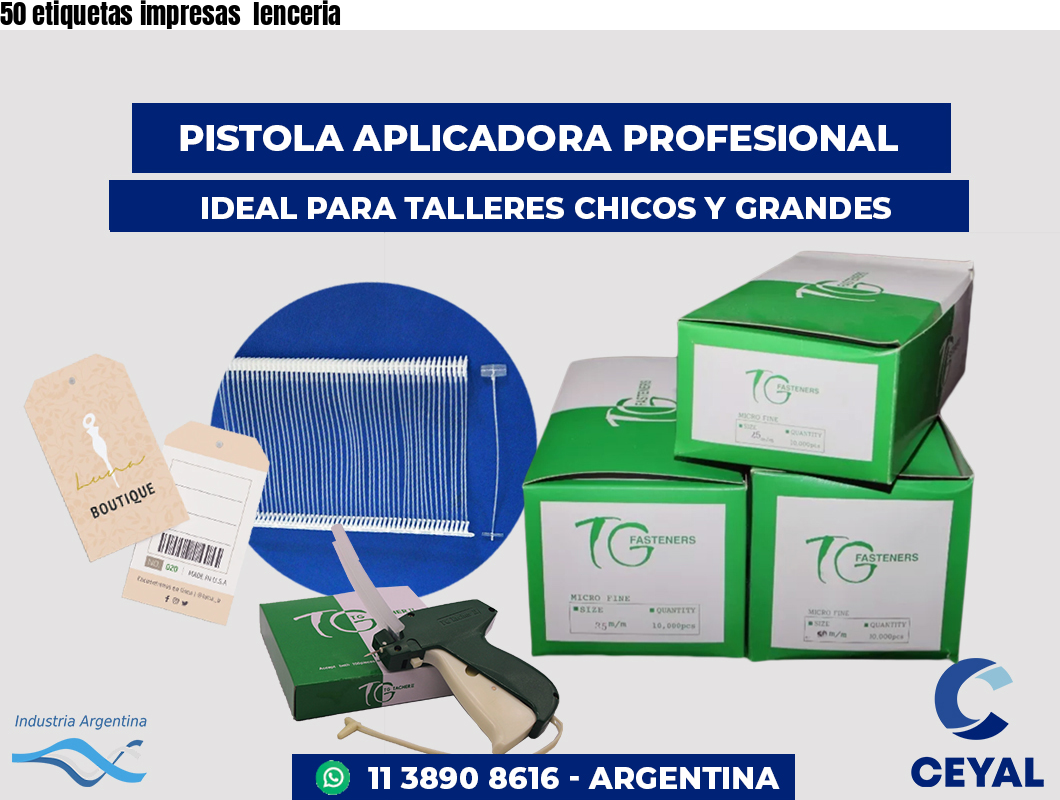 50 etiquetas impresas lenceria