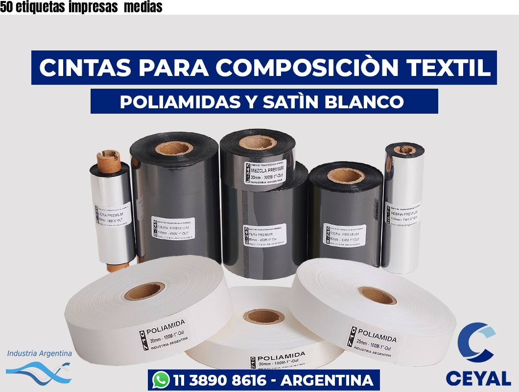 50 etiquetas impresas  medias