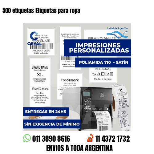 500 etiquetas Etiquetas para ropa