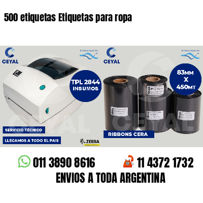 500 etiquetas Etiquetas para ropa