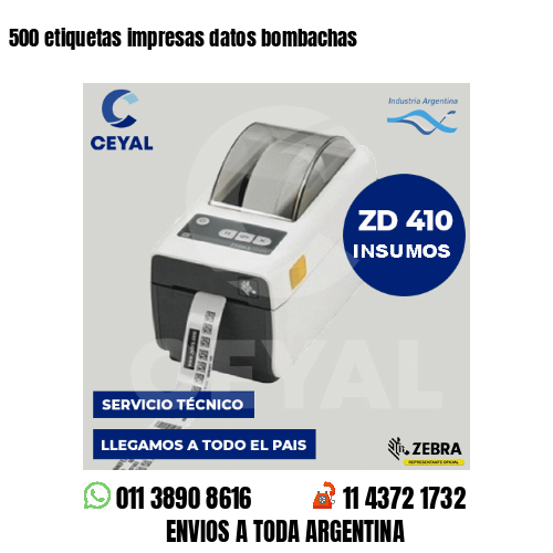 500 etiquetas impresas datos bombachas