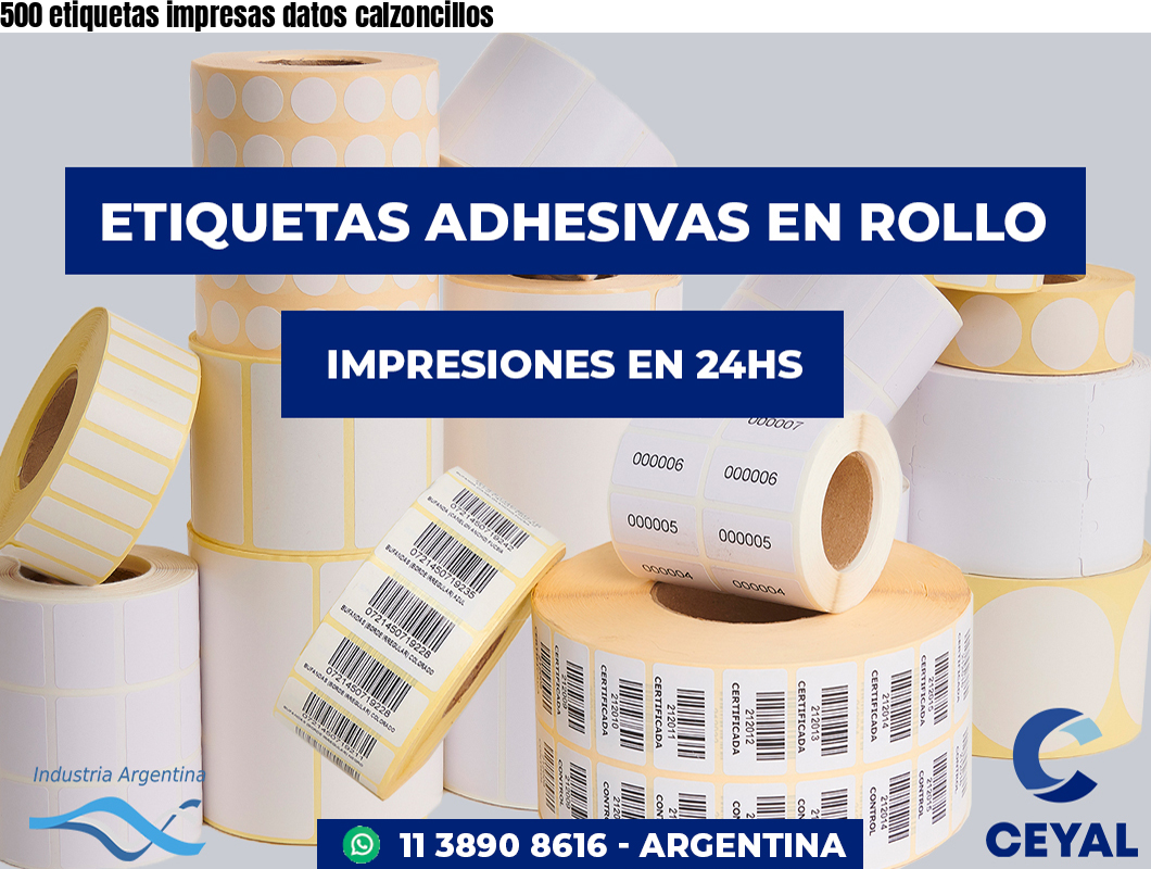 500 etiquetas impresas datos calzoncillos