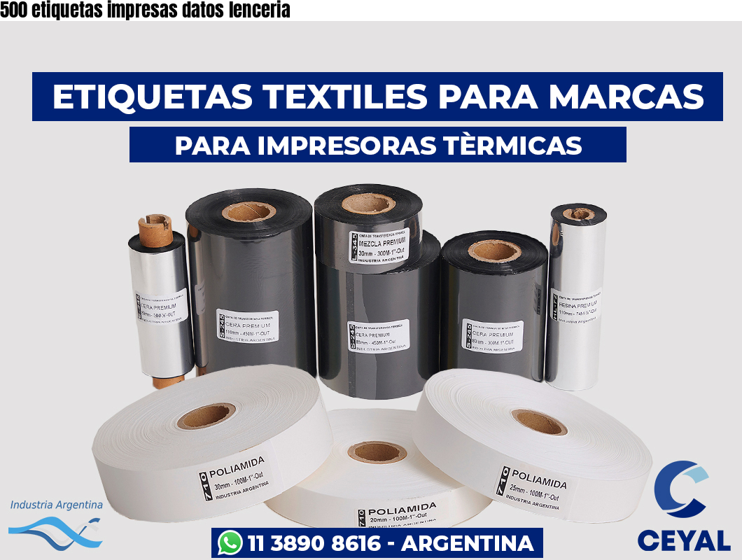 500 etiquetas impresas datos lenceria