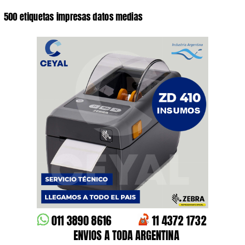 500 etiquetas impresas datos medias