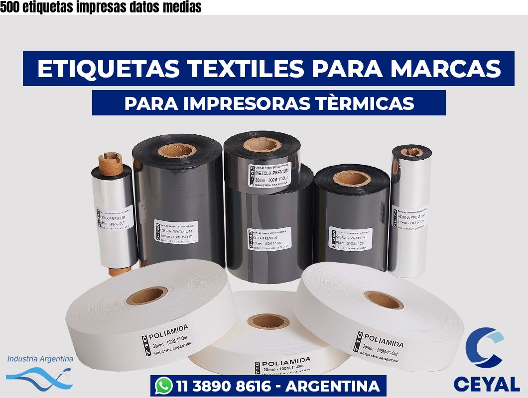 500 etiquetas impresas datos medias