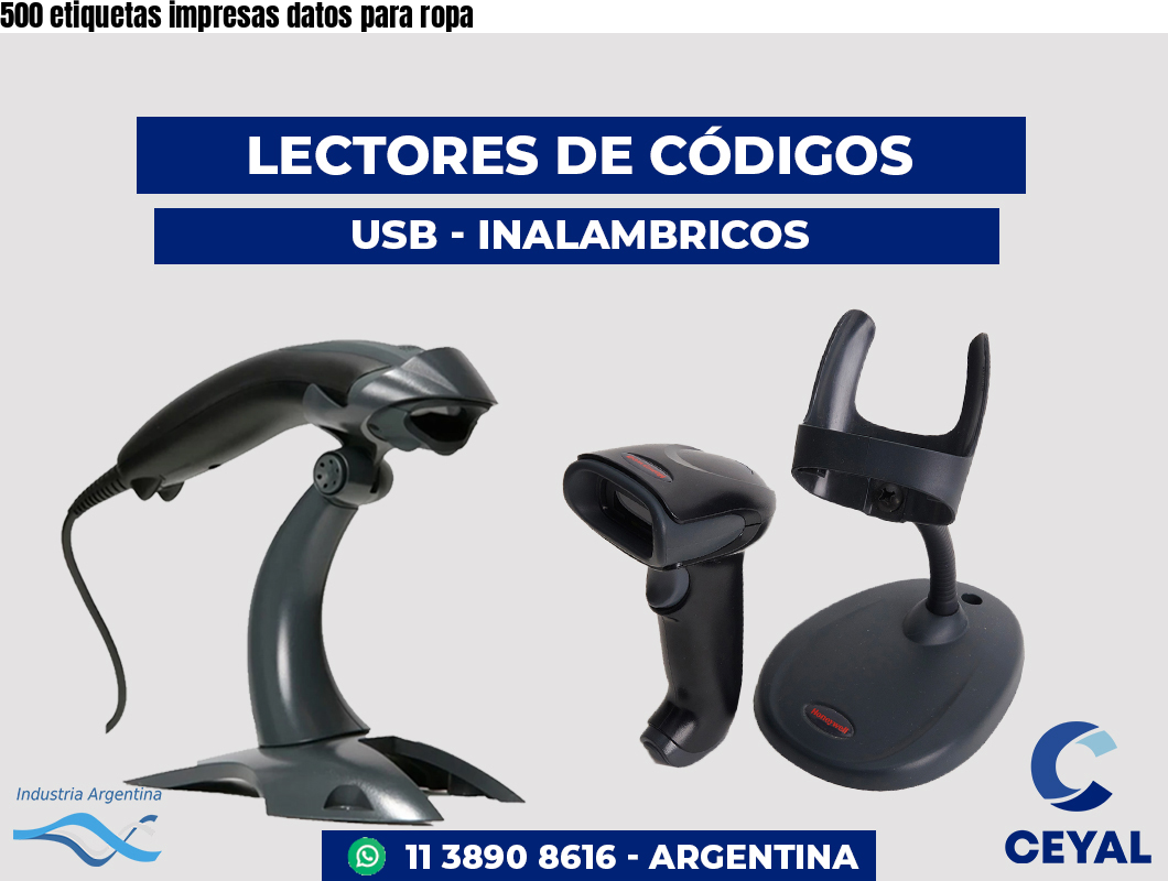 500 etiquetas impresas datos para ropa