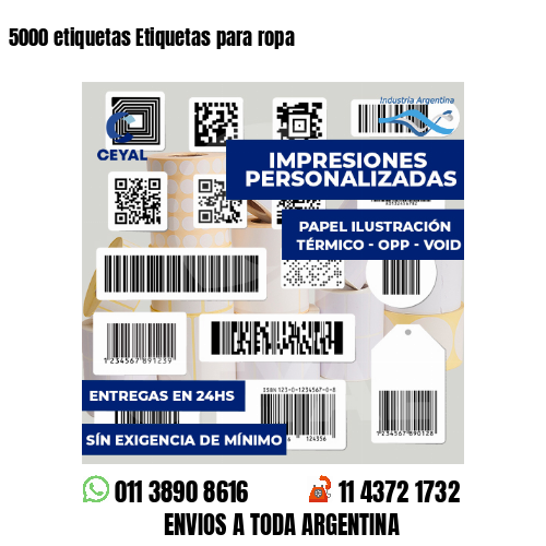 5000 etiquetas Etiquetas para ropa